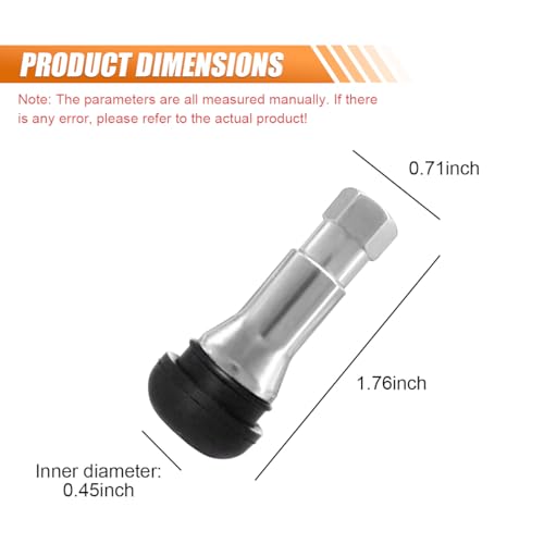 5PCS TR413AC Car Tire Valve Stems, Rubber, Snap-in (Silver) - color: Silver