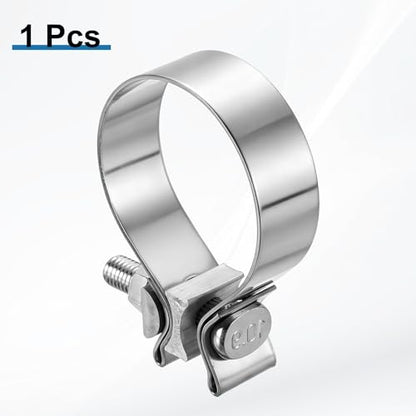 HARFINGTON 410 Stainless Steel Exhaust Clamp 2.56" Butt Joint Narrow Band Muffler Seal Exhaust Narrow Lap Butt Clamps for Pipes Muffler Converters System Repair, Silver - size: Range 65-74 mm, Band Width 22mm