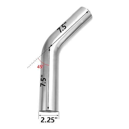 A-KARCK Exhaust 45 Degree Tube 2.25" OD 2 Pack, Stainless Steel Exhaust Pipe Mandrel Bend, Custom Your Own Exhaust System - size: 2.25", style: 45 Degree - 2pcs