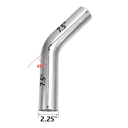 A-KARCK Exhaust 45 Degree Tube 2.25" OD 2 Pack, Stainless Steel Exhaust Pipe Mandrel Bend, Custom Your Own Exhaust System - size: 2.25", style: 45 Degree - 2pcs