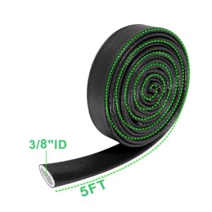 Fuel Line Heat Shield Insulation Heat Shielded Fire Sleeve Silicone Coated Fiberglass Heat Protection for Automotive Hose Lines & Electrical Wiring-（Black 3/8" ID x5FT） - color: Black, size: 3/8" ID x 5FT