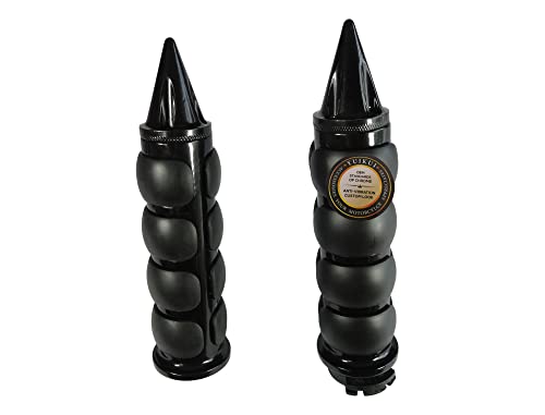 Motorcycle Black Chrome Grips 32mm/1-1/4 Inch Rubeer Hand Grips Handlebar Grips with Boss Throttle Compatible with Honda VT1300/FURY/INTRESRATE/SABRE 2009-2015 - color: Blcak,Type 1(No boss throttle)