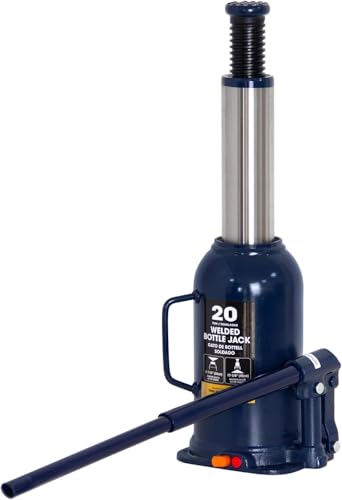 20 Ton Hydraulic Bottle Jack, 40,000 LBS Heavy Duty Welded Steel Auto Lift Jack with Adjustable Height, Overload Protection, Leak-Free Pump, for Truck, RV, Industrial and Garage Use, Blue