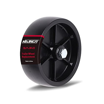 NBJINGYI 6" Trailer Jack Replacement Wheel with 3/8" Bolt and Nut, 1,200 lbs Capacity Heavy Duty Poly Trailer Tongue Jack Wheel for Boat, RV and Utility Trailers, Black