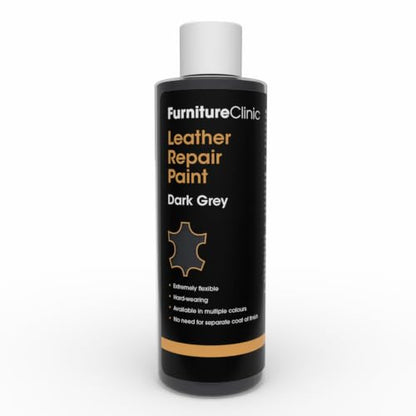 Furniture Clinic Leather Repair Paint, Color and Finish, Dark Grey - color: Dark Grey, size: 250ml / 8.5oz