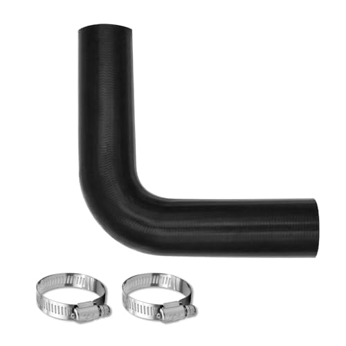 2 inch 90 Degree Silicone Coolant Air Hose 12" Length with 2 Clamps – Turbo Intake Radiator Coupler Hose (2" ID) - color: 90 Degree black, size: 2" ID