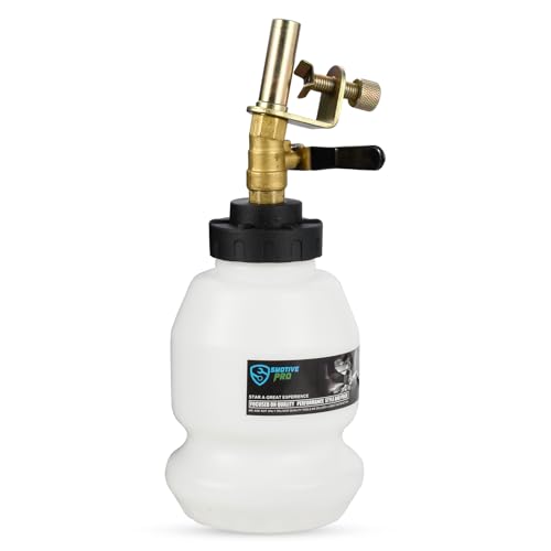 SMOTIVEPRO 1L Brake Fluid Refilling Bottle with Swivel Clamp and Switch Valve for Automotive Brake Flushing, Bleeding, and Master Cylinder Brake Fluid Refilling - size: 1Lbrake Refilling Bottle