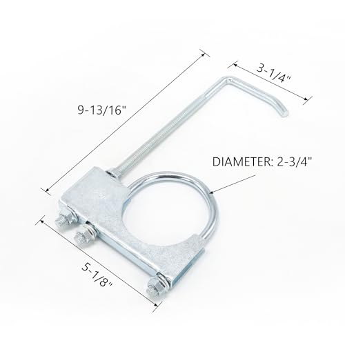 2.75" Universal Exhaust Clamp with Hanger, Heavy Duty Muffler Pipe Repair Bracket, 360° Adjustable Exhaust Hanger Insulator for Automotive Truck System, Zinc Plated (1 Pack) - style: 2.75in