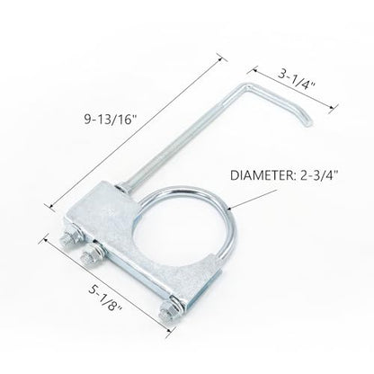 2.75" Universal Exhaust Clamp with Hanger, Heavy Duty Muffler Pipe Repair Bracket, 360° Adjustable Exhaust Hanger Insulator for Automotive Truck System, Zinc Plated (1 Pack) - style: 2.75in