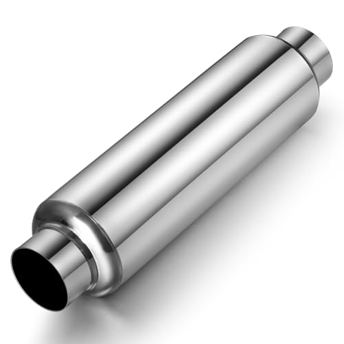 2.5" Inlet Exhaust Resonator, 2.5" Outlet 11.5" Overall Length Stainless Steel Performance Muffler, Straight Through Design, Weld-On, Universal for Car Truck, Polished - color: Silver, size: 2.5" inlet 11.5" Overall Length(4" wide)