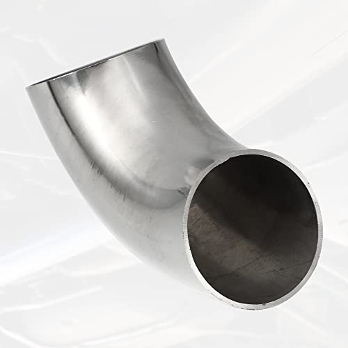 X AUTOHAUX 2pcs OD 1.75 Inch 90 Degree 1.5mm Thickness Mandrel Bend Elbow SS304 Stainless Steel Bend Tube Exhaust Elbow Pipe for Car Modified Exhaust System - size: 1.75"