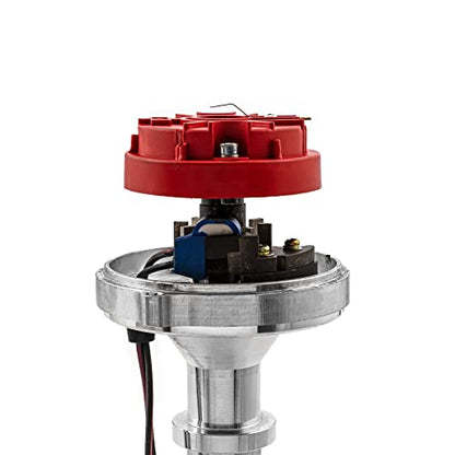 Speedmaster PCE376.1096.02 Compatible with Chevy SBC 350 BBC 454 8000 Series Pro Billet Distributor [Red Screw-on]
