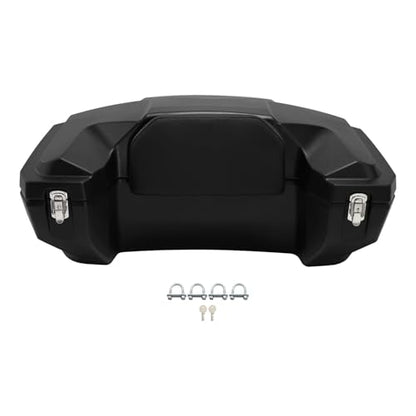 TCMT 96L ATV Storage Box Rack Basket Rear Cargo Trunk Luggage Tail Box with Backrest Universal - color: Black 96L-B