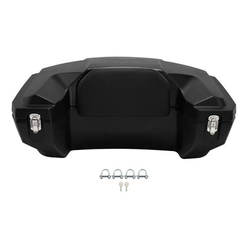 TCMT 96L ATV Storage Box Rack Basket Rear Cargo Trunk Luggage Tail Box with Backrest Universal - color: Black 96L-B