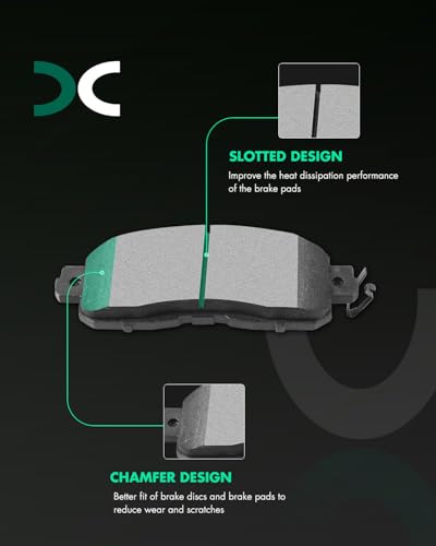 SCITOO Brake Pads Kits Front Semi-Metal Rear Ceramic 8pcs - size: Front D1650 & Rear D905