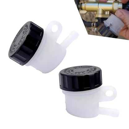 2 PCS Motorcycle Brake Oil Reservoir, Master Cylinder Hydraulic Oil Cup, Anti-leakage Rear Brake Clutch Tank Reservoir, for Motorcycle Pit Dirt Bike ATV 4 Wheel QUAD (White & Black) - size: 2 PCS