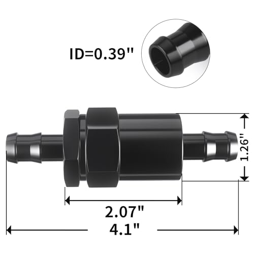 1/2" Billet Inline Fuel Filter 30 Micron Anodized Aluminum Black 2PCS - size: 1/2 in