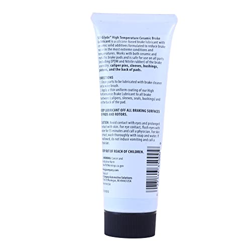 AGS Company Automotive Solutions Cerami-Glyde Silicone Brake Lubricant, Tube, 4 oz, High Temperature Resilence, Safe for All Brake Assembly Parts, Advanced Formula for Noise Reduction