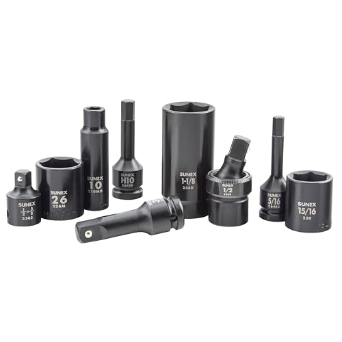 SUNEX 26102 1/2" Drive SAE & Metric 6 Point Standard & Deep & Hex Bit Master Impact & Bit Socket Set, 102-Piece - size: 102-piece SAE/Metric
