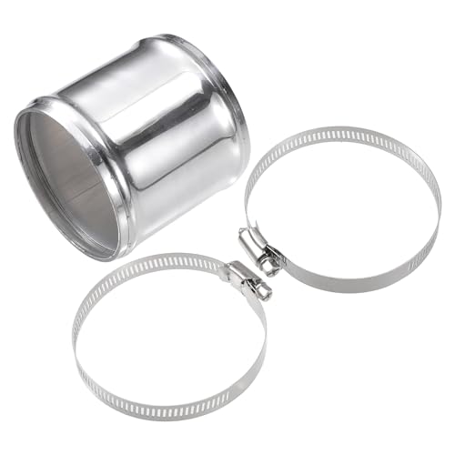 X AUTOHAUX OD 3.25" 80mm Length 3" 76mm Aluminum Alloy Tube Intercooler Pipe Straight Air Intake Tube with 2 Clamps Silver Tone for Car - size: OD 3.25"(80mm)