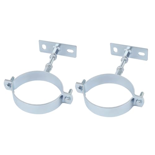 2 Pcs 3 Inch Adjustable Pipe Bracket, Heavy Duty Galvanized Steel Split Ring Hanger, Chimney Adjustable Wall Strap