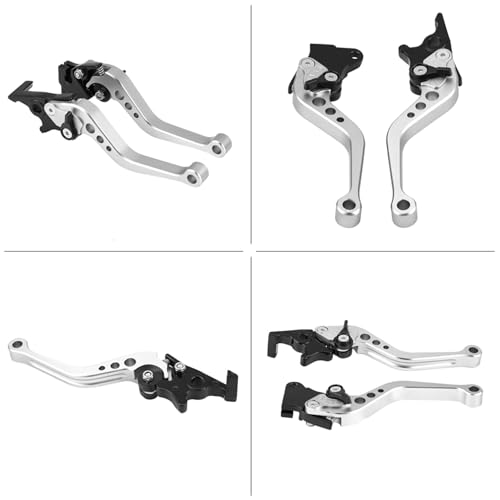 Zerone 1 Pair Motorcycle Levers Brake, Clutch Handle of CNC Aluminum Motorcycle Clutch Drum Motorcycle Brake Handle (Silvery White) - color: Silvery White