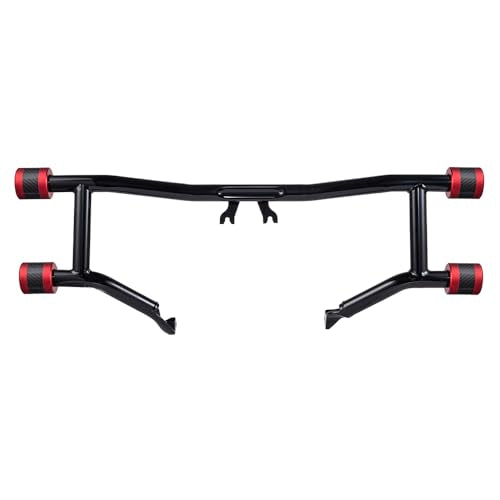 Advanblack Protek Two Step Highway Peg Crash Bar with CNC Slider Fit for 2014-2025 Harley Touring Road Glide Street Glide Electra Glide – Engine Guard Performance Upgrade (Red CNC w/Carbon Inlay) - color: Red CNC w/ Carbon Inlay