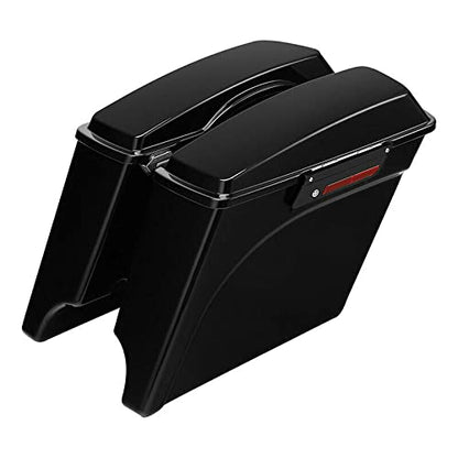 TCMT 5" Motorcycles Vivid Black Extended Hard Saddlebags & Latch Key Fits For Harley 1993-2013 Touring Road Glide Road King Ultra Street Glide Electra Glide - color: Vivid Black Black Latches