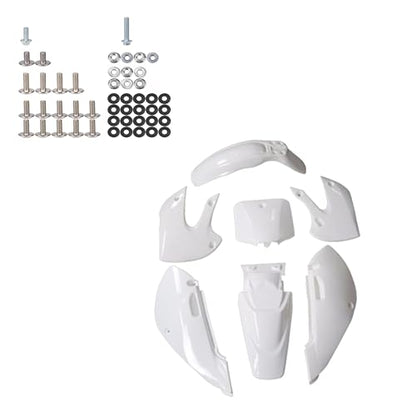 7pcs ABS Plastic Fender Fairing Body Work Kit Mudguard Set + Hardware Bolt Kit For KLX110 KLX 110 KX65 KX 65 DRZ110 RM65 Motorcycle Pit Dirt Bikes 110cc 125cc 140cc 150cc 160cc (White) - color: White