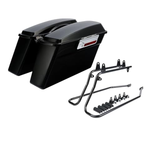 TCMT Matte Hard Saddlebag + Conversion Bracket Kit Fit For Harley Softail Heritage Deluxe Models 1984-2017 (except for Deuce Model Softail Slim Models) - color: Black Conversion Brackets, size: Style G Matte Black