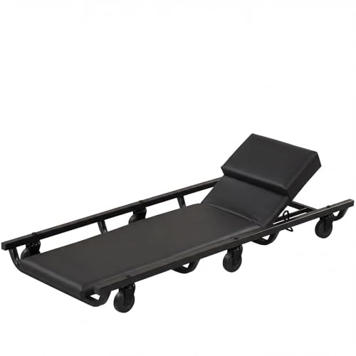 Goplus 40 Inch Rolling Creeper, Padded Mechanic Cart with Adjustable Backrest & Headrest, Heavy-Duty Automotive Rolling Creeper with 6 Swivel Casters for Garage, Repair Shop, DIY - color: Black, size: 40"