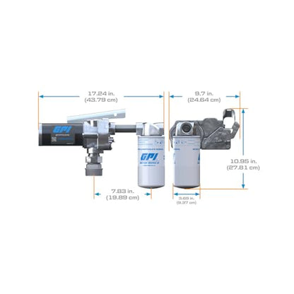 GPI - M-150 Series Fuel Transfer Pump, Automatic Shut-Off Nozzle with Filter Kit, 15 GPM, 12 Volt (110612-03) - style: Automatic Nozzle, Filter Kit