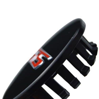(Set of 4) 68mm=2.67 inches SS Wheel Center Cap Covers Hub Cap 3D Emblem + Valve Stem Caps Trim for 2016-2023 6th Generation Chevrolet Camaro - color: Red SS on gloss black cap, valve caps included
