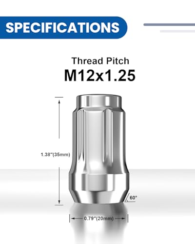 GAsupply 12x1.25 Lug Nuts 6 Spline Chrome, 1.38" Tall Cone Seat, 4Pcs - color: Silver, size: M12x1.25, style: 4 Pack-1.38" Tall