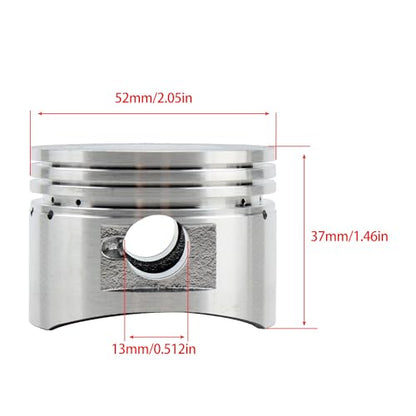 52.4mm Piston Ring Rebuild Kit for 4-Stroke 1P52FMH Horizontal Engine 110cc ATV Dirt Pit Bike Go Karts Quad 4 Wheeler Dune Buggys Motorcycle - color: Piston Ring Rebuild Kit