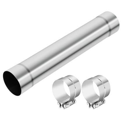 LCGP 4 Inch Straight Exhaust Pipe, 4" Stainless Steel Straight Muffler Replacement Pipe, 20" Length Mandrel Exhaust Tube with Two Lap Joint Band Clamps(New Version) - size: 4 Inch, style: 20 Inch Long