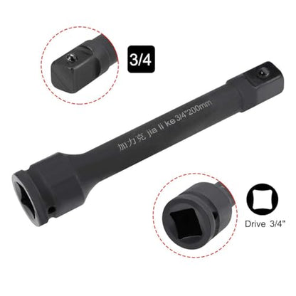 TOP-VIGOR 3/4" Drive Impact Extension Bar 8" Length Square Drive CR-MO Steel for Air Impact Wrenches, Impact driver, Torque Wrench, power Drill, Breaker Bars, Ratchets - size: 3/4" x 8"