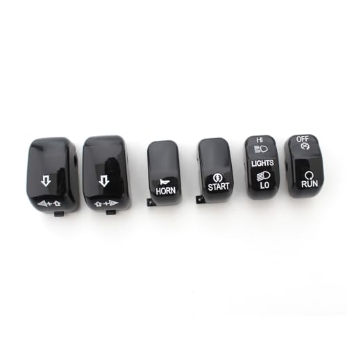 Motorcycle Hand Control Switch Button Cover Cap Kit Fit for Harley 1996-2017 VRSC Sportster,1996-2013 XL & XR,1996-2011 Dyna,1996-2010 Softail and 1998-2001 Road King Models,6pcs (Black) - color: Black