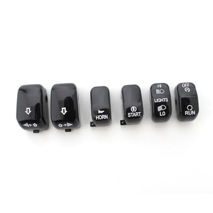 Motorcycle Hand Control Switch Button Cover Cap Kit Fit for Harley 1996-2017 VRSC Sportster,1996-2013 XL & XR,1996-2011 Dyna,1996-2010 Softail and 1998-2001 Road King Models,6pcs (Black) - color: Black