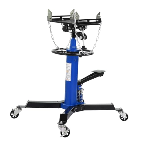 1322Lb Heavy Duty Transmission Jack, 33.5"-69" High Lift Hydraulic Telescoping Transmission Jack, 2-Stage Telescopic Transmission Stand with Foot Pedal & 360° Swivel Wheel, Blue - color: Blue