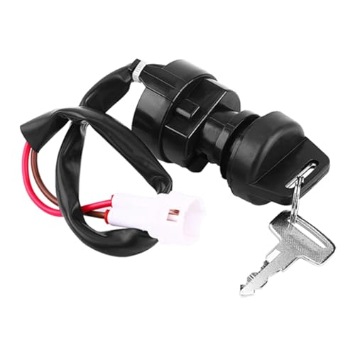 Motorcycle Ignition Switch Kit, 2Pin 2 Wires Ignition Switch with 2Pcs Matching Keys, Plastic ATV Ignition Key Switch Compatible with YFM 350, 660R, 700R, 350X, Black