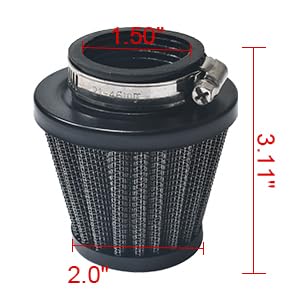 38mm 1.5" Black Air Filter Intake - color: Black
