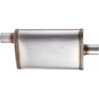 Universal 409 Stainless Muffler Straight-Through Performance Muffler Exhaust, center in | offset out (3") - size: 3"