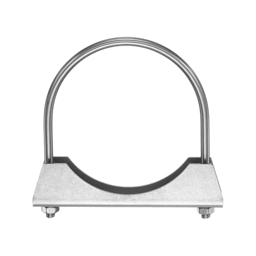 HARFINGTON U Bolt Muffler Exhaust Clamp 114mm/4.49" 304 Stainless Steel U-Bolt Clamps Muffler Tip Hook Saddle Exhaust Clip for Tip Pipes Connection - size: 114mm