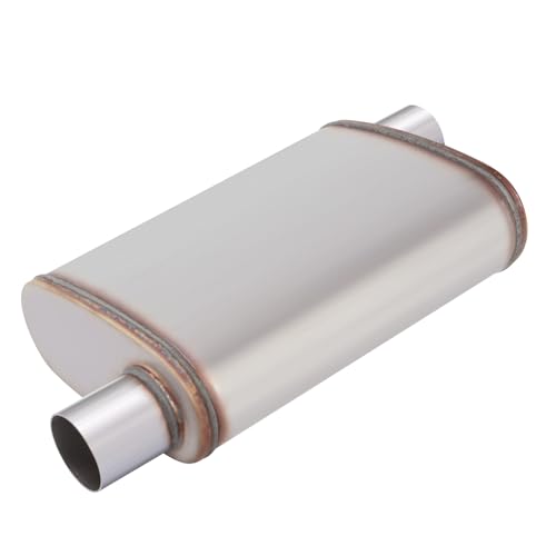 LCGP 2.25" Universal Muffler, Performance Chamber Exhaust Muffler, 2.25" Offset In/Out, 20" Overall Length Straight-Through Performance with Stainless Steel Muffler for Truck, Cars(2.25''Inlet/Outlet) - color: Offset In / Offset Out, size: 2.25 Inch