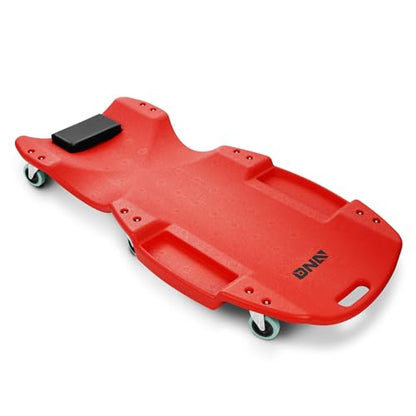 DNA MOTORING TOOLS-00238 48 Inches Heavy-Duty Low-Profile Roller Automotive Creeper with Padded Headrest, Red - color: Red, size: 48 Inches