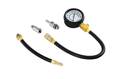 Engine Compression Tester Automotive Fuel Pressure Tester Kit, Engine Compression Gauges Tool 1000 PSI with Cylinder Compression Tester Hose and 14mm/18mmSolid Short Adapter
