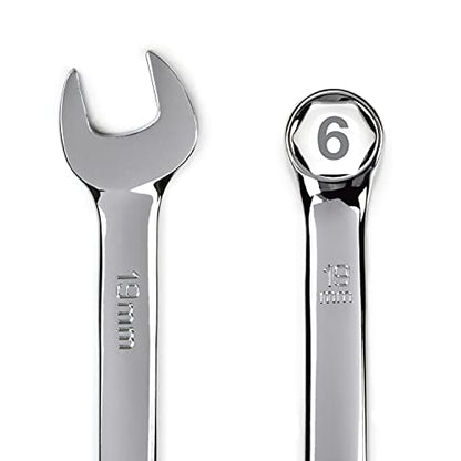 Steelman Pro 16-Piece Metric 6-Point Combination Wrench Tool Set, Durable Steel with Full Polish Chrome, Stamped Size Callouts - size: 16-Piece Metric Wrench Set