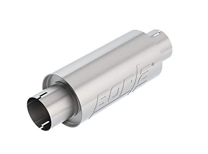 BORLA 401343 Resonator/Specialty Resonator - 3" Center Inlet/ 3" Center Outlet 5" Round x 10" Long Body 15" Overall Length. Universal Part. Reversible Design. Notched Necks.