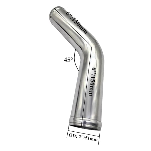 YSIL 2" OD 45 Degree Intercooler Pipe Air Intake Tube 12"(300mm) Aluminum - size: OD: 2"(51mm), style: 45 Degree